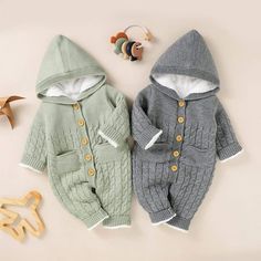 Warm Hooded Knitted Baby Romper - Momorii Winter Baby Clothes Newborn, Knitted Baby Romper, Modern Disney Characters, Winter Romper, Winter Newborn, Knit Baby Romper, Baby Facts, Baby Ootd, Rompers Online