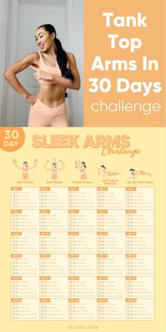 a poster with the words tank top arms in 30 days challenge