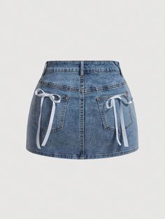 Women's Summer Casual Denim Skirt With Bow Decor Medium Wash Casual   Denim Plain Bodycon Medium Stretch  Women Clothing, size features are:Bust: ,Length: ,Sleeve Length: Casual Denim Skirt, Skirt With Bow, Short Jean Skirt, Denim Skirt Women, Bow Decor, Denim Pencil Skirt, Gracie Abrams, Denim Skirts, Jeans Casual