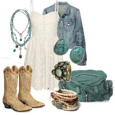 Teal beads Mode Country, Sweet Outfits, Rodeo Time, Boots Outfits, Country Style Outfits, Looks Country, Oufits Casual, Amazing Clothes, Country Girls Outfits