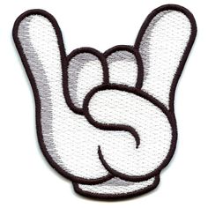 a white and black peace sign embroidered patch