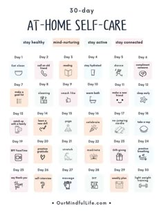 At Home Self Care, Home Self Care, Self Care Plan, Happiness Challenge, 30 Day Challenge, Self Care Activities, Healthy Mind