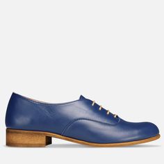 Leather; upper & lining Man-made sole 2.5 cm / 1.0" heel height Handcrafted in Europe Materials: Reinvent your off-duty collection with these summer oxford shoes. Fashioned in soft navy blue leather, this lace up pair feature comfortable round toe, front lacing and low sole. Material: Navy Blue Soft Leather Laces: Beige & Blue (bonus) Decorations: No Sole: Beige #1685 CUSTOMIZEBANNER460990265_ Blue Lace-up Oxfords For Business, Elegant Blue Oxfords With Stitched Sole, Blue Leather Oxfords With Contrast Sole, Blue Brogue Low-top Oxfords, Blue Leather Lace-up Oxfords, Design Your Own Shoes, Saddle Shoes, Custom Made Shoes, Women Oxford Shoes