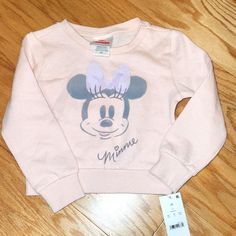 Brand New, Disney Junior Minnie Mouse Fleece Lined Sweatshirt Pink Cotton Minnie Mouse Tops, Disney Pink Tops With Cartoon Print, Pink Disney Cartoon Print Top, Cute Long Sleeve Mickey Mouse Tops, Playful Long Sleeve Minnie Mouse Top, Pink Mickey Mouse Crew Neck Top, Cute Minnie Mouse Crew Neck Sweatshirt, Pink Crew Neck Top With Mickey Mouse, Disney Minnie Mouse Long Sleeve Tops