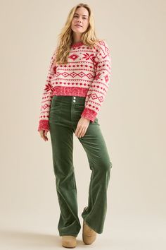 These pants, featuring a classic corduroy fabric and flattering tapered waist, create a modern yet nostalgic look. Perfect for adding a touch of vintage flair to any outfit. White Dress Boots, Football Dress, Corduroy Flare Pants, Football Homecoming, Skirts With Boots, Corduroy Fabric, Altard State, Altar'd State, Bottom Clothes