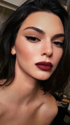 Makeup Bibir, Eyeliner Cat, Rosa Make-up, Christmas Party Makeup, Red Makeup Looks, Make Up Mata, Winter Make Up, Make Up Diy, Kendall Jenner Makeup