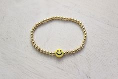 BE HAPPY Beaded Bracelets Smiley Face Custom Personalized - Etsy Fun Gold Beaded Bracelets As Gifts, Fun Gold Bracelets With Round Beads, Fun Gold Beaded Bracelets, Playful Yellow Beaded Bracelets For Everyday, Cheerful Beaded Bracelets For Everyday, Cheerful Everyday Beaded Bracelets, Everyday Cheerful Beaded Bracelets, Cheerful Everyday Beaded Jewelry, Bff Jewelry