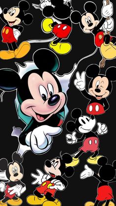 mickey mouse and other cartoon characters