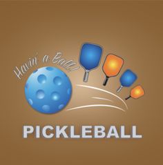 the logo for pickleball is shown with four paddles flying through the air