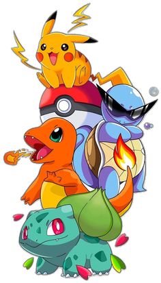 several different types of pokemon characters are grouped together