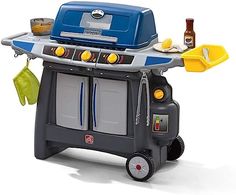 an outdoor bbq grill with various items on it