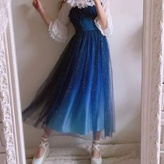 Women's Dresses · KOSMUI · Online Store Powered by Storenvy Sky Gradient, Long Blue Dress, Skirt Maxi, Fantasy Dress, Strappy Dresses, Starry Sky, Fancy Dresses, Dream Dress, Lany