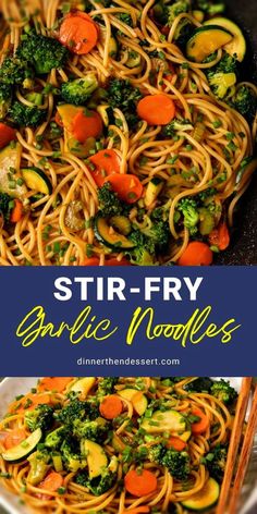 stir fry garlic noodles with broccoli and carrots