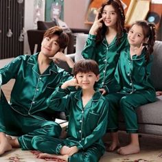 🔅 60 % SALE is LIVE 🔅 Our Christmas family matching pajama sets are made of lightweight Silk Satin Fabric, which is soft, breathable, smooth, and skin-friendly, which can provide your family enjoy happiness & warmth time and have a sound sleep.Botton down pj sets, Classic matching family PJs consist of the convenient button-down long-sleeve top with notched collar & chest pocket ; full-length pants fit perfectly with an elastic waist, keeping you comfy without being too tight ,Keep the whole f Bride Pjs, Wedding Pjs, Matching Couple Pajamas, Pijama Satin, Satin Pjs, Groom And Bride, Family Pajama Sets, Couple Pajamas, Her And Him