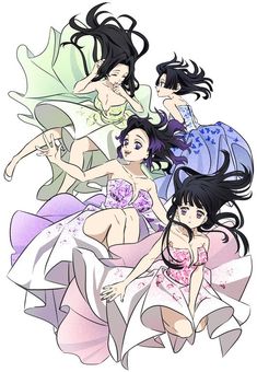 Demon Slayer Girls All Together, Butterfly Sisters Fanart, Kanao Hair Down, Butterfly Sisters Demon Slayer, Demon Slayer Kanae Kocho, Kanae Kocho, Kanao Tsuyuri