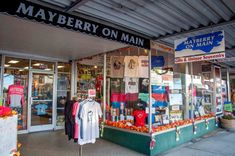 a store front with many items on display