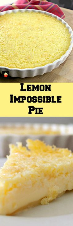 the lemon impossible pie is ready to be baked in the oven and served on a plate