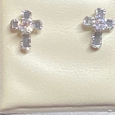 These Beautiful Cross Earrings Are So Dainty And Perfect For A Little Person. Silver Cross Earrings, Beautiful Cross, Cross Earrings, Sterling Silver Cross, Silver Cross, Cz Stone, Jewelry Earrings, 925 Sterling Silver, Women Jewelry