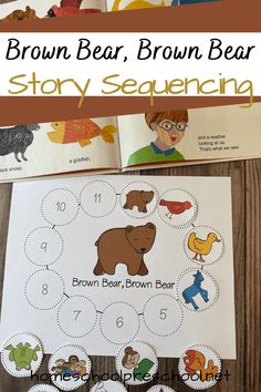 brown bear, brown bear story sequence book for toddlers to learn how to read