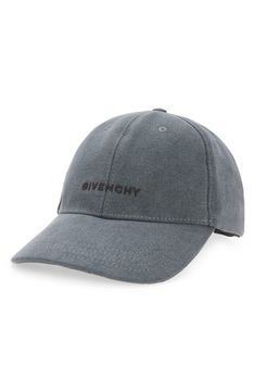 A light charcoal wash creates an authentic vintage look for this six-panel ball cap embroidered with logo letters and the brand's 4G emblem. Adjustable back strap Cupro lining 100% cotton Made in Italy Gift Logo, Denim Baseball Cap, Logo Letters, Givenchy Logo, Givenchy Man, Embroidered Baseball, Embroidered Baseball Caps, Ball Cap, Letter Logo