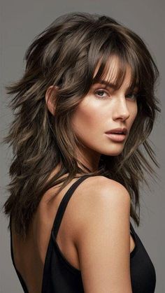 Long Hair Layers Bangs Round Face, Long Hair With Lots Of Short Layers, Very Layered Hair Long, Short Shag Cut, Shaggy Mullet, Hot Hairstyles, Rocker Hair, Long Shaggy, Shag Cut