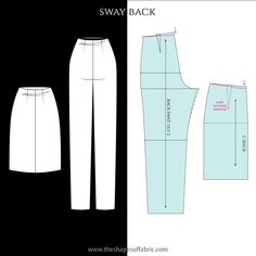 the front and back view of a women's pants sewing pattern