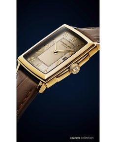 Elegant Brown Rectangular Watches, Elegant Brown Rectangular Watch, Elegant Leather Watch Accessories With Chronometer, Yellow Gold Leather Watches With Polished Finish, Yellow Gold Leather Watch With Polished Finish, Yellow Gold Leather Watch Accessories With Polished Finish, Classic Yellow Gold Leather Watches, Elegant Brown Watch With Rectangular Dial, Timeless Yellow Gold Leather Watch