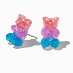 Claire's Colorblock Gummy Bears® Stud Earrings Cute Multicolor Plastic Earrings, Playful Multicolor Plastic Earrings, Claires Earrings, Jelly Bears, Cute Stud Earrings, Fun Crafts To Do, Food Earrings, Fashionable Jewelry, Rainbow Glitter