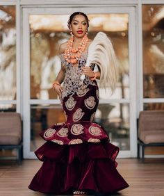 The Isiagu dress epitomizes African tradition, particularly for Igbo brides and attendees at African-themed events. This attire exudes regal charm and cultural significance, ideal for weddings and celebrations with its graceful silhouette and dramatic flair. Whether adorned with traditional coral beads and headgear or modern accessories for a fusion look, the isiagu dress remains a timeless tribute to African elegance and tradition, offering wearers a profound connection to Igbo's rich cultural Igbo Traditional Wedding, Igbo Bride, Igbo Wedding, African Traditional Wedding Dress, Traditional African Clothing, African Bride, Traditional Wedding Attire, African Traditional Wedding, Bridal Attire