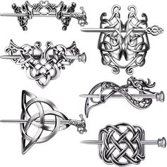 PRICES MAY VARY. Quantity and style: you will receive 6 pieces of silver Celtic hair slide hairpins, available in 6 retro styles, enough for you to create traditional or chic hairstyles, and meet your various matching needs Sturdy and durable: our Viking Celtic hair clips are made of alloy, which is sturdy and solid, won't be broken or deformed easily; The surfaces are well polished, smooth to touch, won't pull your hair or scratch your scalp, fine workmanship and nice material allow these hairp Celtic Knot Hair, Celtic Hair, Knot Hair, Viking Hair, Retro Accessories, Hair Slide, Retro Hairstyles, Viking Jewelry, Metallic Hair