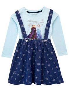 Anna Et Elsa, Cute Frozen, Fun Denim, Frozen Outfits, Disney Frozen Anna, Anna Und Elsa, Glitter Snowflakes, Blue Long Sleeve Top, Anna And Elsa