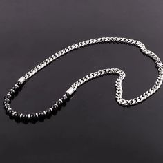 44204838617226 Gem Fusions, Natural Stone Beads, Black Agate, New Trend, Stainless Steel Necklace, Innovative Design, Steel Chain, Men's Accessories, Modern Fashion