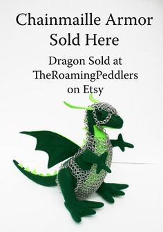 a green dragon with chains on it's body and the words dragon sold here