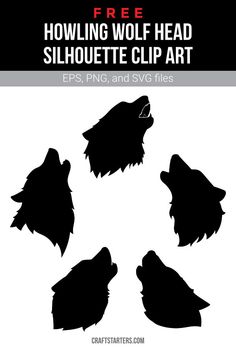 the silhouettes of howling wolf heads are shown in black and white, with text overlay