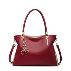 Chic Cowhide Leather Top Handle Bag for Women - Large Capacity Shoulder & Crossbody Handbag by Foxer Burgundy Handheld Bag, Burgundy Large Capacity Top Handle Shoulder Bag, Red Double Handle Bag With Mobile Phone Pocket, Red Double Handle Bag For Mobile Phone, Vintage Fine Jewelry, Handbag Leather, Handbag Black, Casual Tote, Tote Handbag