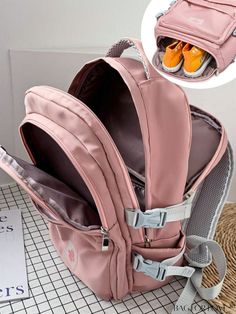 BagForLove - Stylish Solid Color School Backpack for Students in College Pink Backpack For Outdoor Use, Multifunctional Pink Backpack For Outdoor, Multifunctional Pink Backpack For Outdoor Activities, Functional Portable Bags For Back To School, Portable Pink Backpack For Outdoor Use, Pink Outdoor Backpack, Multifunctional Pink Outdoor Backpack, Pink Softback Bag For Outdoor, Large Capacity Gym Backpack