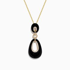 Eclipse 14K Yellow Gold Onyx and Diamond Pendant Effy Jewelry, Gold Yellow, Diamond Pendant, Onyx, Yellow Gold, Pendant Necklace, Yellow, Pendant, Gold