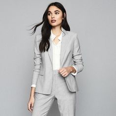 Questions? Leave A Comment Below! Wide Leg Linen Trousers, Reiss Women, Grey Suit Jacket, Blue Plaid Dress, Plaid Dress Pants, Womens Black Pants, Slim Trousers, Tapered Trousers, Tailored Dress