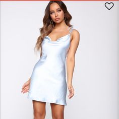 The Most Beautiful Satin Dress In A Light Blue Color With Adjustable Tie Straps And Thick Satin Material!! Missed The Return Date Blue Satin Dress Short, Short Black Sequin Dress, Satin Dress Short, Blue Satin Dress, Fitted Bodycon Dress, Brown Midi Dress, Rouched Dress, Silk Dress Short, Dresses Satin