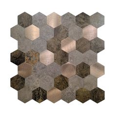 an abstract design made up of hexagonals and metallic foil on white background