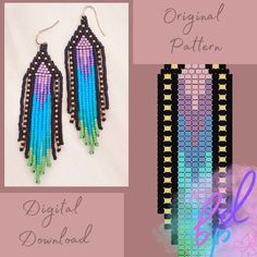 the earrings are made out of beads and have fringes on them, as if they were beaded