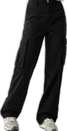 Black Non-stretch Cargo Pants, Non-stretch Black Cargo Pants, Trendy Black Non-stretch Cargo Pants, Trendy Non-stretch Black Cargo Pants, Black High Waist Non-stretch Cargo Pants, Black Relaxed Fit Mid-rise Cargo Pants, Black Mid-rise Relaxed Fit Cargo Pants, Straight Cargo Pants, Cargo Pants Color