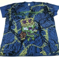 Amazing Ed Hardy T-Shirt Design Short Sleeve Crew Neck 100% Cotton Blue Graffiti Print T-shirt For Summer, Blue Screen Print T-shirt For Streetwear, Blue Graphic Tee For Streetwear, Blue Graphic Print Crew Neck T-shirt, Blue Short Sleeve T-shirt With Graphic Print, Blue Graphic T-shirt For Streetwear, Blue Graphic Print T-shirt For Streetwear, Blue Screen Print Tops For Streetwear, Blue Crew Neck T-shirt With Front Print