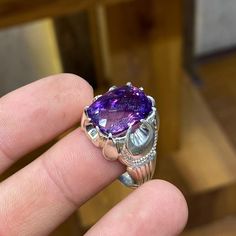 Amethyst Stone Sterling Silver Ring Real Original Amethyst Stone Ring Amethyst Mens Ring Xmas Gift Valentine Gift Wedding Gift * Total Carat: 5 Carat * Total Weight Silver: 20 grams * Origin: Pakistan * Ring Sizes: All US, UK International Size Available (5US,6US,7US,8US,9US,10US,11US,12US,13US,14US,15US,16US) * Re-sizable: Yes * Type: Natural Unheated Untreated Gemstone * Shipment Via FedEx Note: Stone Color as seen on the Store We take the photos mostly in a Natural Daylight Night Light condit Purple Amethyst Hallmarked Signet Ring, Purple Amethyst Signet Ring With Polished Finish, Purple Gemstone Signet Ring For Anniversary, Purple Hallmarked Signet Ring, Classic Purple Round Signet Ring, Amethyst Gemstone Signet Ring For Anniversary, Amethyst Signet Ring With Gemstone For Anniversary, Formal Purple Amethyst Spiritual Ring, Formal Spiritual Amethyst Ring