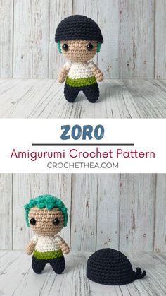 the amigurmi crochet pattern is an adorable little boy with green hair