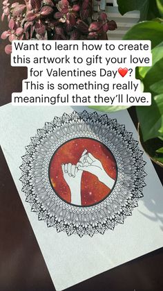 a card with an image of two hands holding each other and texting that reads, want to learn how to create this artwork to gift your love for valentine's day?