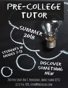 a blackboard with chalk writing and a light bulb on it that says pre - college tutor