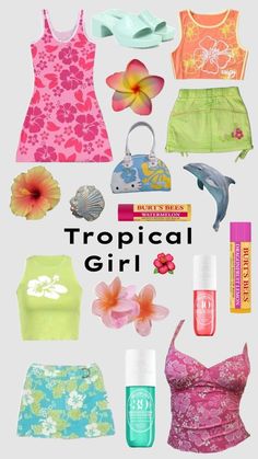 Tropical Summer Outfits, Summer Outfits Tropical, Tropical Outfit Ideas, Tropical Core, Beach Girl Aesthetic, Tropical Girl