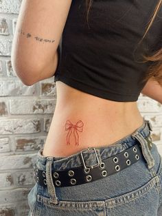 Cute Waist Tattoos, Tattoos For Women 2024, 21st Birthday Tattoo Ideas, Cute Bow Tattoos, Cute Lower Back Tattoos, Bow Tattoos For Women, Small Hidden Tattoos For Women, Small Hip Tattoos, Small First Tattoo Ideas