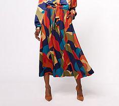 This pretty printed chiffon maxi skirt is so ready for twirling around town. A self belt adds a pop of pizazz. From Studio Park. Multicolor Non-stretch Maxi Skirt For Beach, Printed Maxi Skirt, Tropical Multicolor Maxi Length Cover-up, Tropical Multicolor Maxi-length Cover-up, Multicolor Vibrant Print V-neck Maxi Dress, Chiffon Maxi Skirt, Multicolor Floral Print Maxi Cover-up, Printed Maxi Skirts, Chiffon Maxi